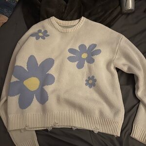 Vintage PacSun Hand-knitted Flower Sweater